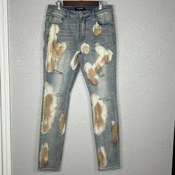 Serenede Mens 34 Jeans Distressed Skinny Denim Streetwear Stretch - Picture 2 of 6